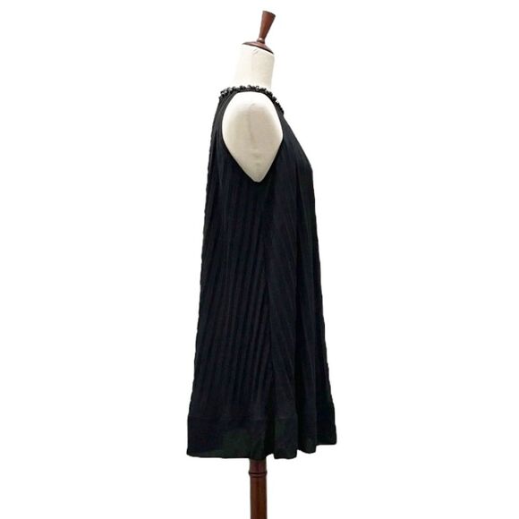 Vintage BH-One Fashion Black Chiffon Pleated Halter Beaded Neck Dress Sz Medium - Picture 11 of 13